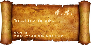 Antalicz Aranka névjegykártya